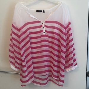 Semi-translucent, pink striped shirt